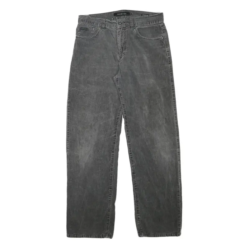 Calvin Klein Jeans Mens Cotton Blend Grey Regular Straight Trousers W32 L31 1