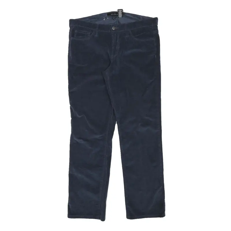 Calvin Klein Jeans Mens Cotton Blend Navy Regular Fit Straight Trousers W33 L29 1