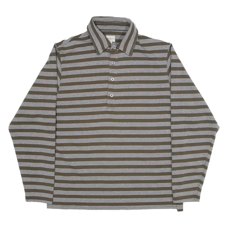 Calvin Klein Jeans Mens Polo Shirt Brown Striped Long Sleeve M 1