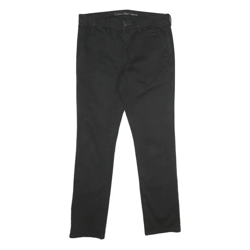 Calvin Klein Jeans Mens Regular Fit Black Cotton Blend Trousers W32 L34 Classic 1
