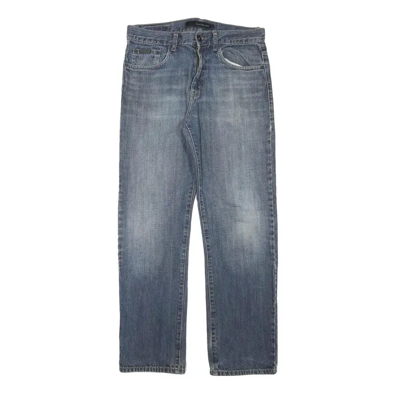 Calvin Klein Jeans Mens Regular Fit Blue Denim W31 L30 Classic Cotton Blend Zip 1