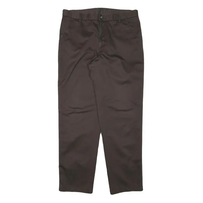 Calvin Klein Jeans Mens Relaxed Brown Cotton Blend Trousers W37 L33 Casual Fit 1