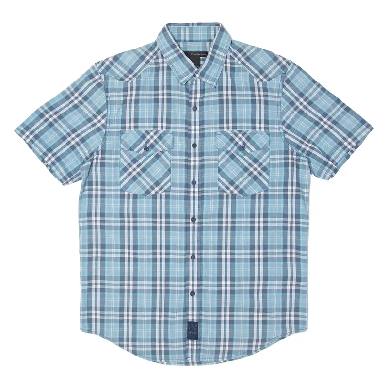 Calvin Klein Jeans Mens Shirt Blue Plaid M 1