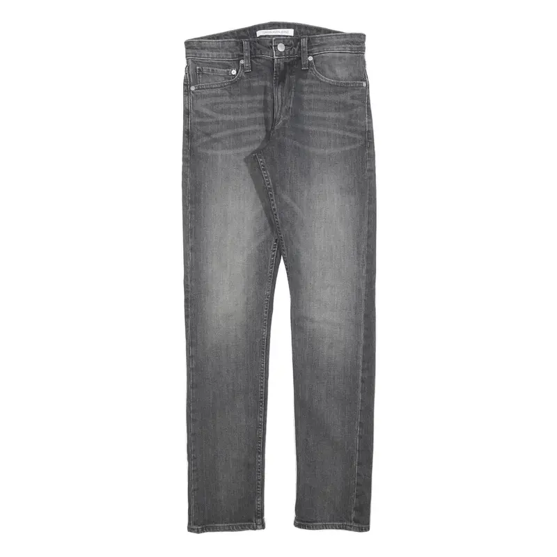 Calvin Klein Jeans Mens Slim Grey Denim Raw W28 L32 Zip Classic Fit 1