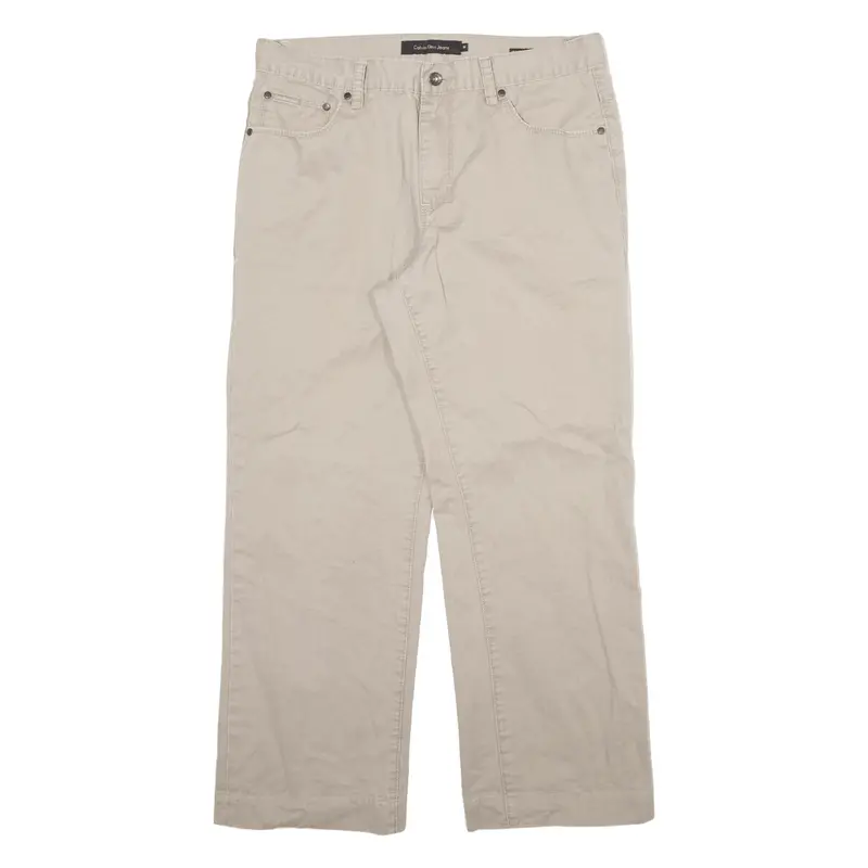 Calvin Klein Jeans Mens Trousers Beige Regular Straight W34 L28 1