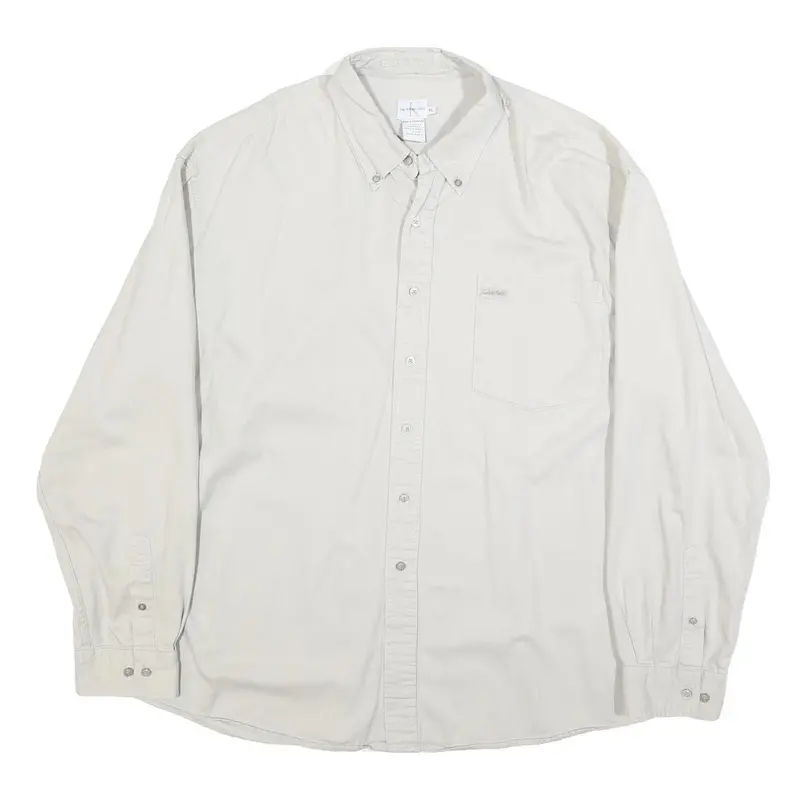 Calvin Klein Jeans Mens White Cotton Shirt Xl Classic Button-Down Casual 1