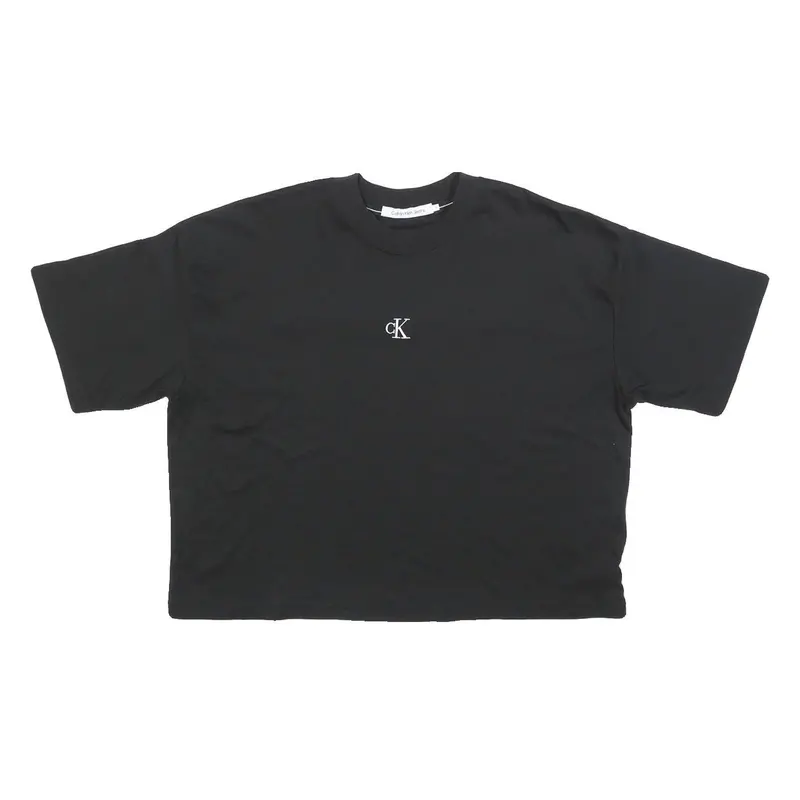 Calvin Klein Jeans Womens Black Graphic T-Shirt S Short Sleeve Crew Neck Logo 1
