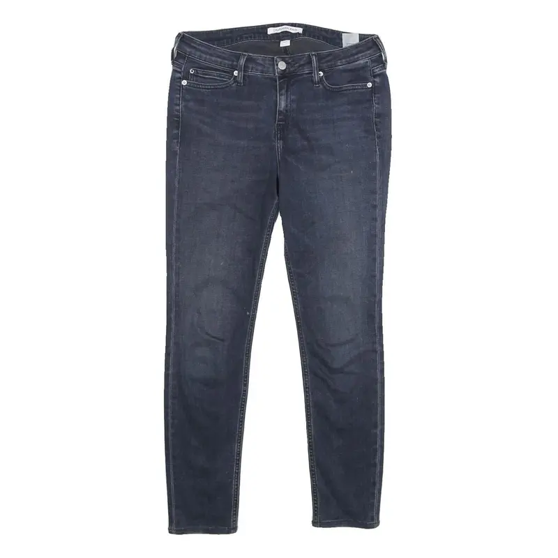 Calvin Klein Jeans Womens Blue Regular Skinny Denim Dark W30 L28 Zip Pocket 1