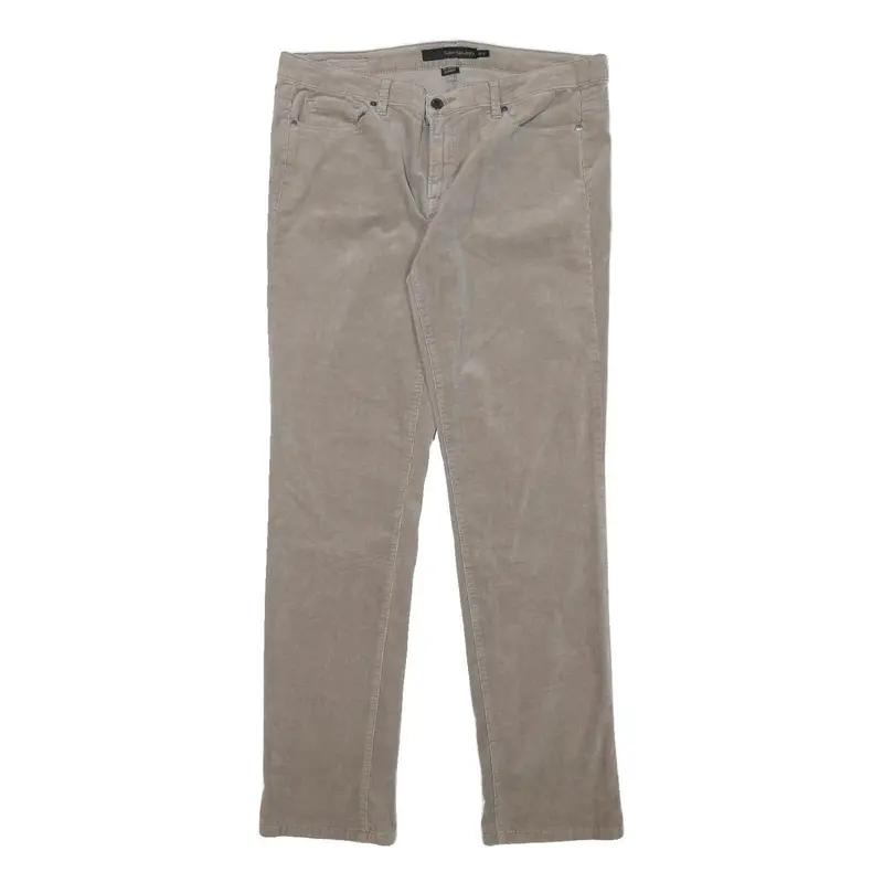 Calvin Klein Jeans Womens Cotton Blend Beige Slim Straight Trousers W35 L32 1