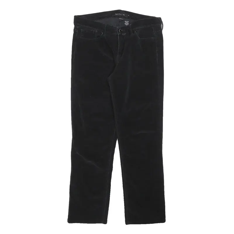 Calvin Klein Jeans Womens Cotton Blend Black Regular Fit Straight Trousers W30 1