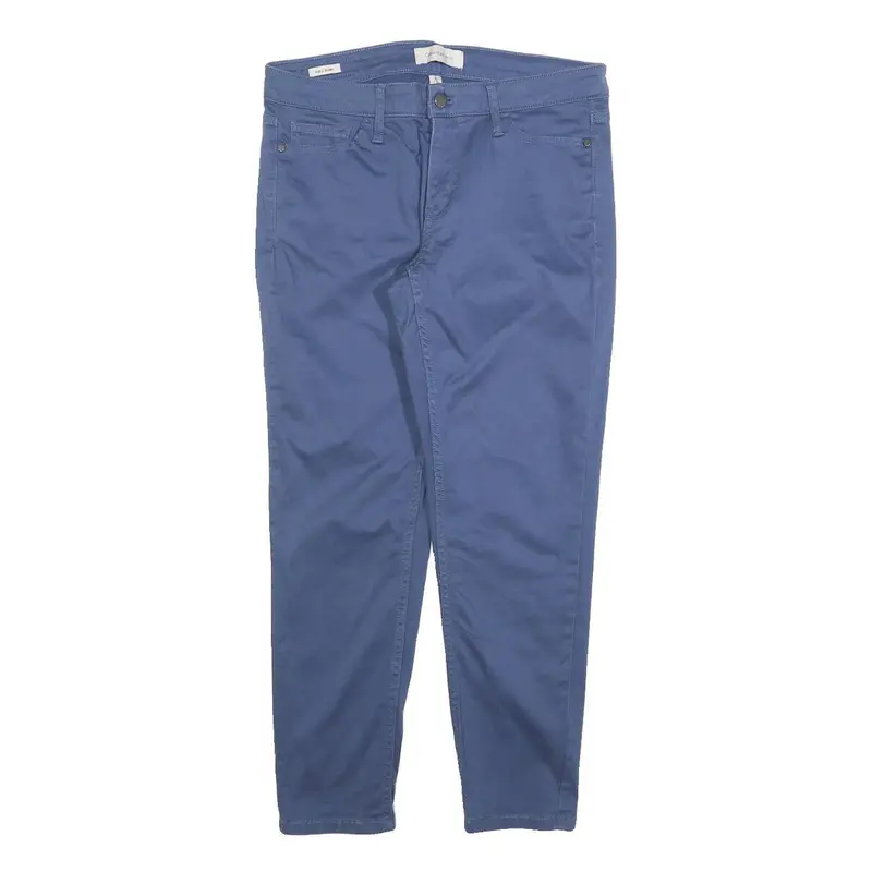 Calvin Klein Jeans Womens Cotton Blend Blue Slim Straight Trousers W32 L26 1