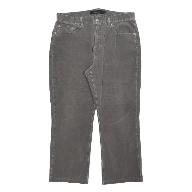 Calvin Klein Jeans Womens Cotton Blend Grey Regular Straight Trousers W34 L26 1