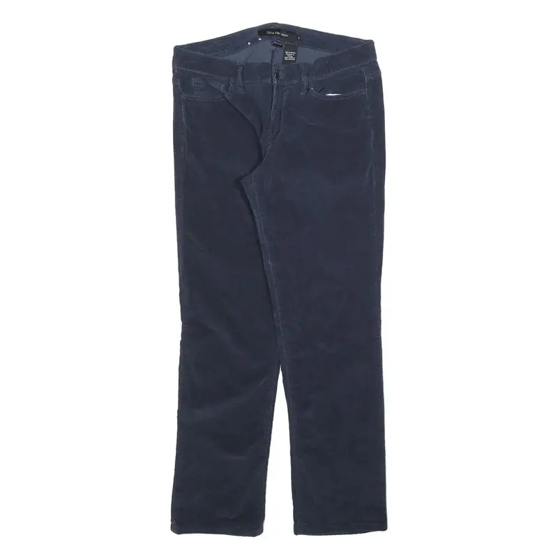 Calvin Klein Jeans Womens Cotton Blend Navy Blue Regular Straight Trousers W30 1