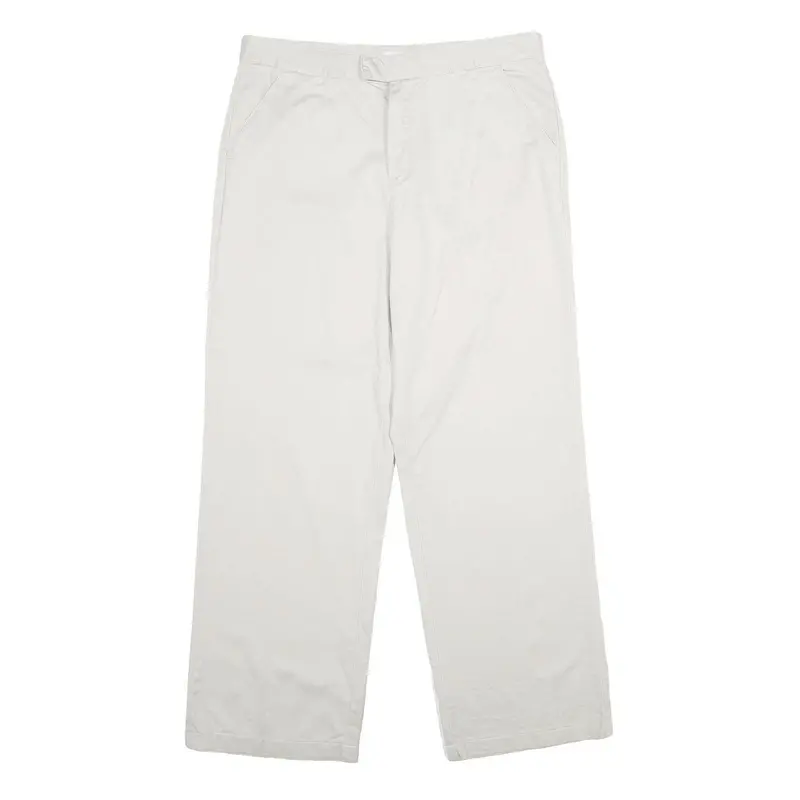 Calvin Klein Jeans Womens Cotton White Relaxed Straight Trousers W32 L30 1