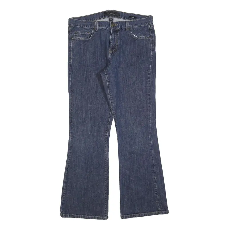 Calvin Klein Jeans Womens Dark Blue Regular Flared Denim Rinse W32 L30 Zip 1