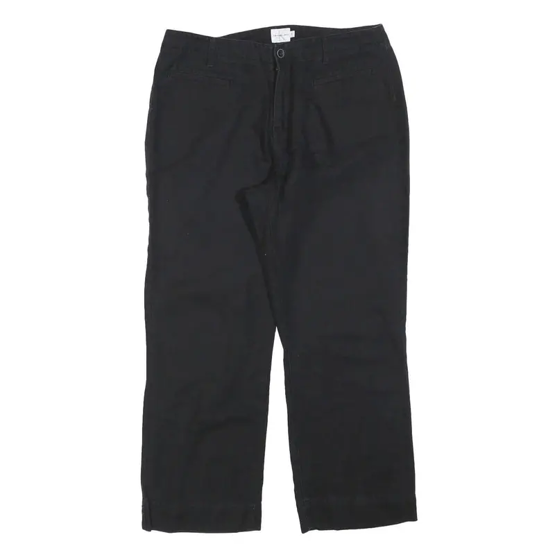 Calvin Klein Jeans Womens Relaxed Black Cotton Blend Trousers W32 L26 1