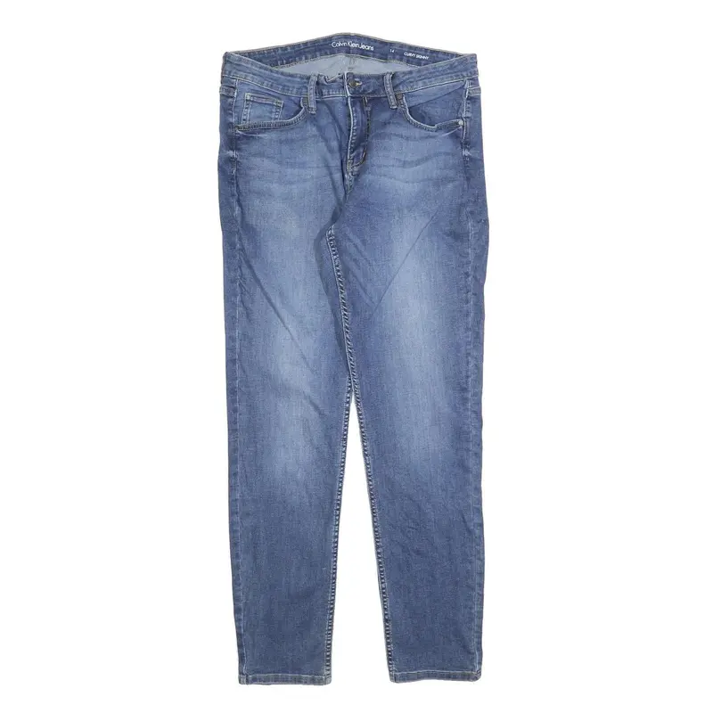 Calvin Klein Jeans Womens Slim Blue Denim Jeans W34 L32 Stylish Casual Zip 1
