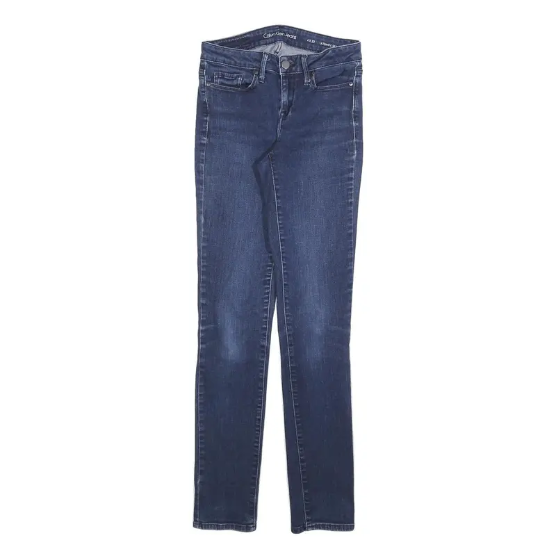 Calvin Klein Jeans Womens Slim Blue Denim Stone Wash W26 L32 Stretch Zip 1