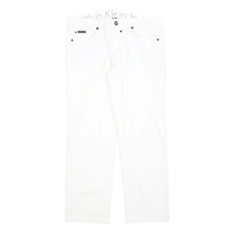 Calvin Klein Jeans Womens White Regular Straight Denim W34 L28 Zip Cotton Blend 1