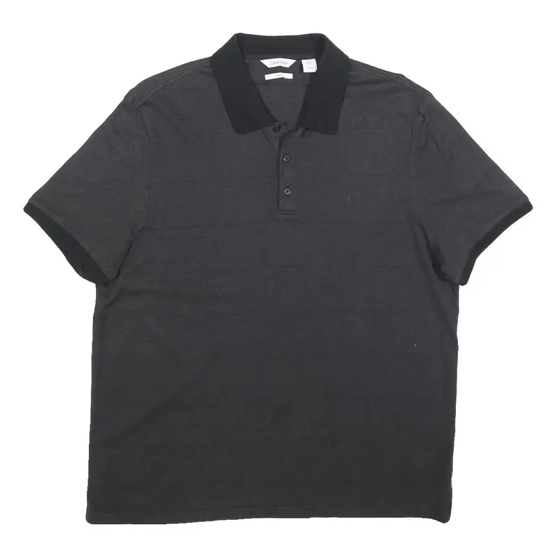Calvin Klein Mens Black Polo Shirt L Cotton Blend Short Sleeve Plain Casual 1