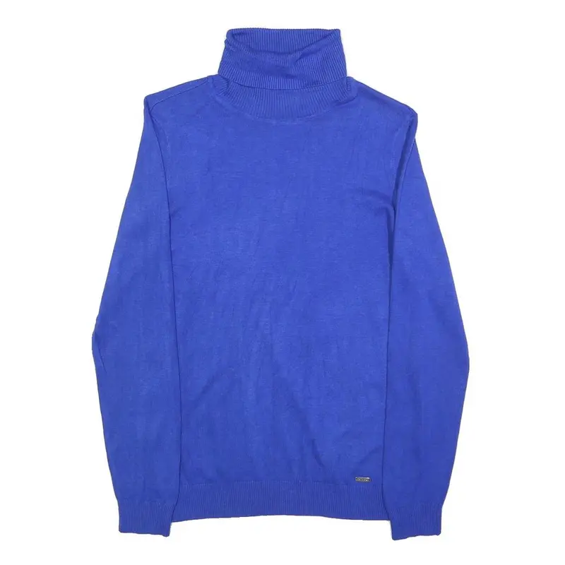 Calvin Klein Mens Blue Plain Turtleneck Basic Knit Jumper M Stylish Comfortable 1