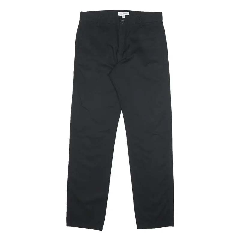 Calvin Klein Mens Cotton Black Slim Straight Trousers W32 L34 Classic Zip 1