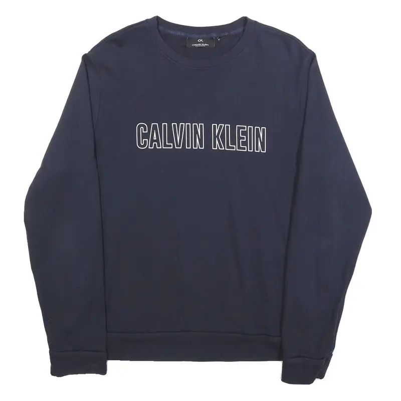 Calvin Klein Mens Navy Blue Sweatshirt Crew Neck M Logo Print 1