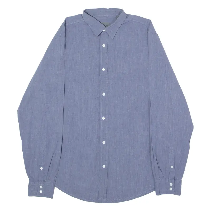 Calvin Klein Mens Plain Shirt Blue Long Sleeve L 1