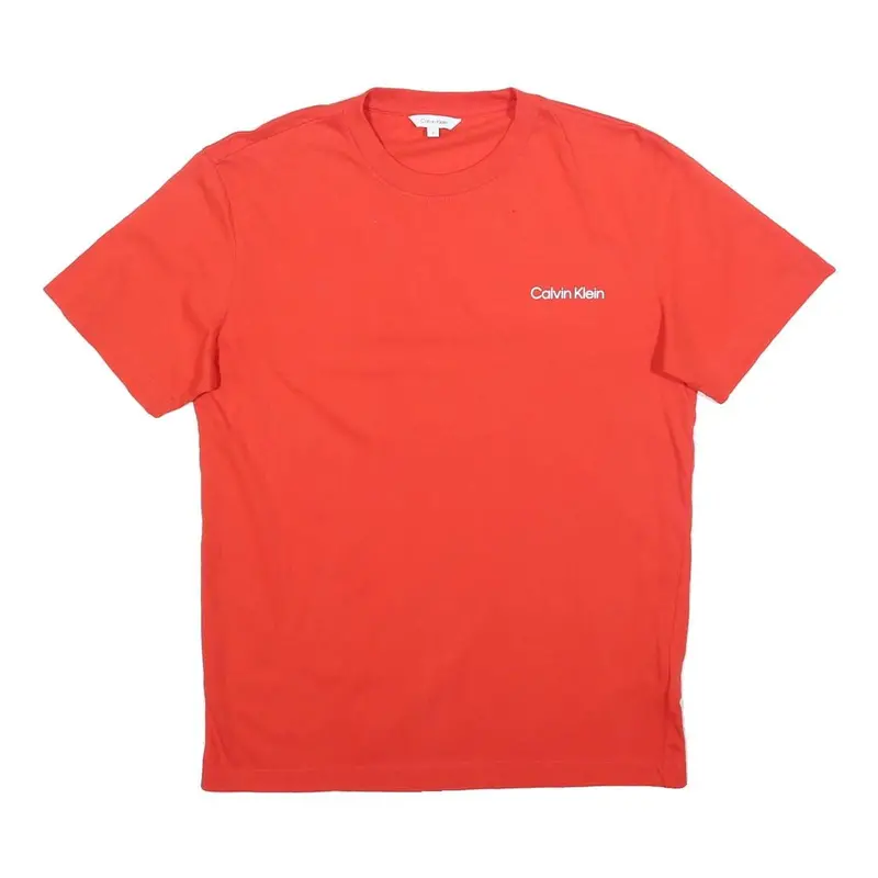 Calvin Klein Mens Red S T-Shirt Short Sleeve Crew Neck Minimal Logo 1