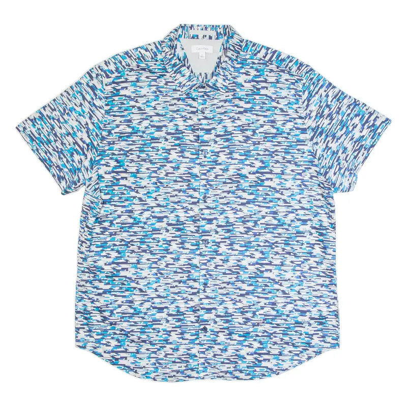 Calvin Klein Mens Shirt Blue Crazy Pattern Xl 1