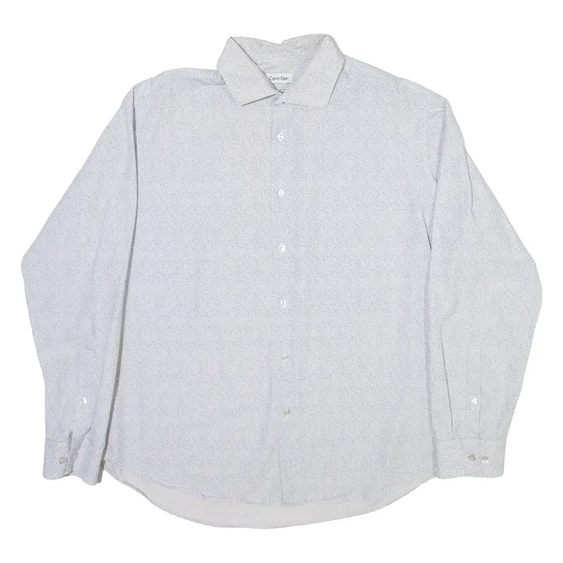 Calvin Klein Mens Shirt White Spotted Long Sleeve L 1