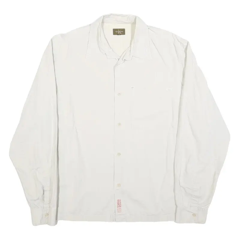 Calvin Klein Mens White Plain 2Xl Button Shirt Polyester Blend Casual Office 1