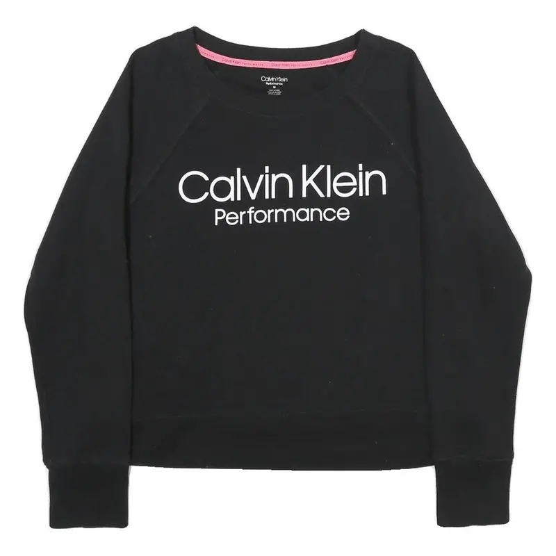Calvin Klein Performance Womens Black Cotton Blend Crew Neck Sweatshirt S 1