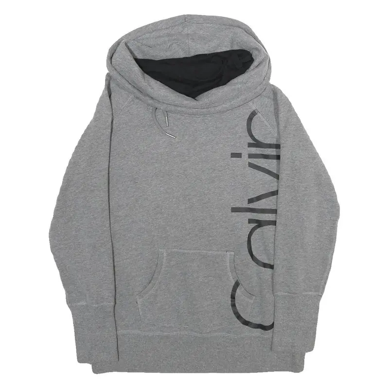 Calvin Klein Performance Womens Grey Cowl Neck Sweatshirt M Logo Print Casual 1