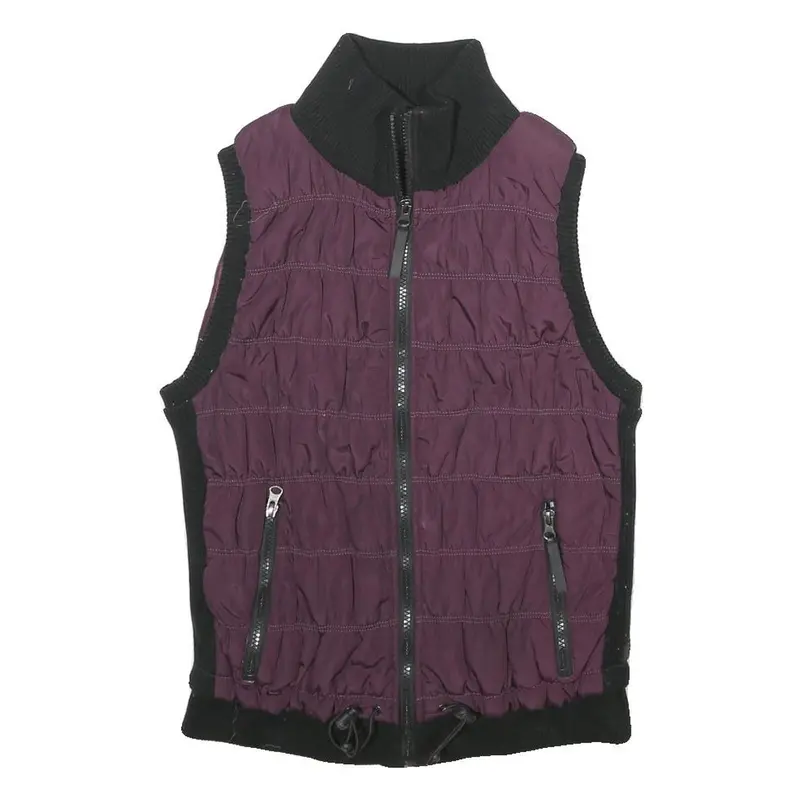 Calvin Klein Performance Womens Purple & Black Zip Jacket M Polyester Quilted 1