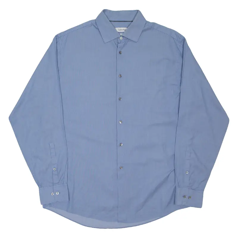 Calvin Klein Regular Fit Mens Shirt Blue Pinstripe Long Sleeve L 1