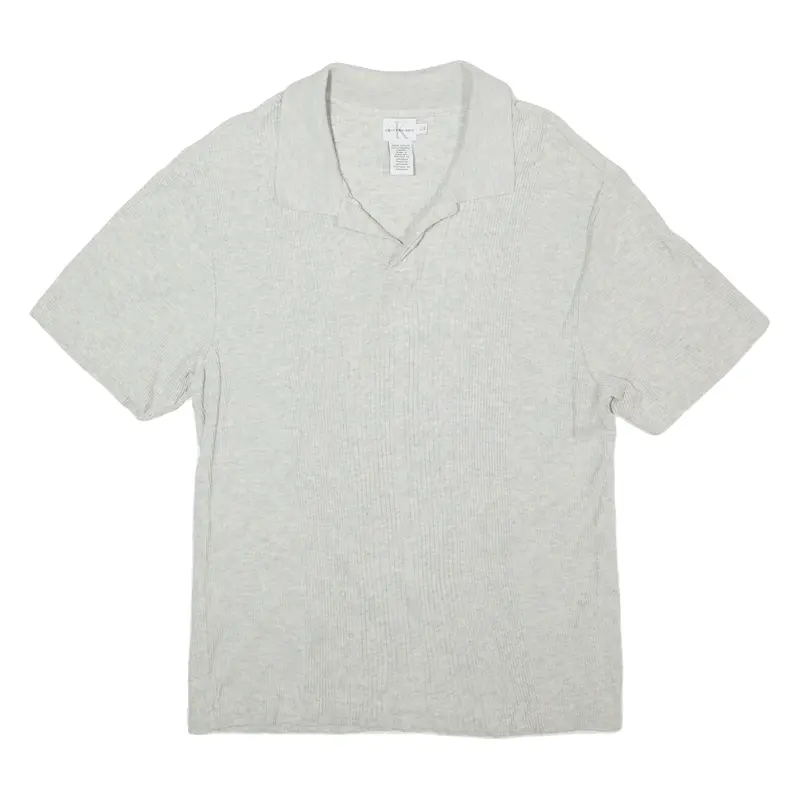 Calvin Klein Ribbed Womens Polo Shirt Grey L 1