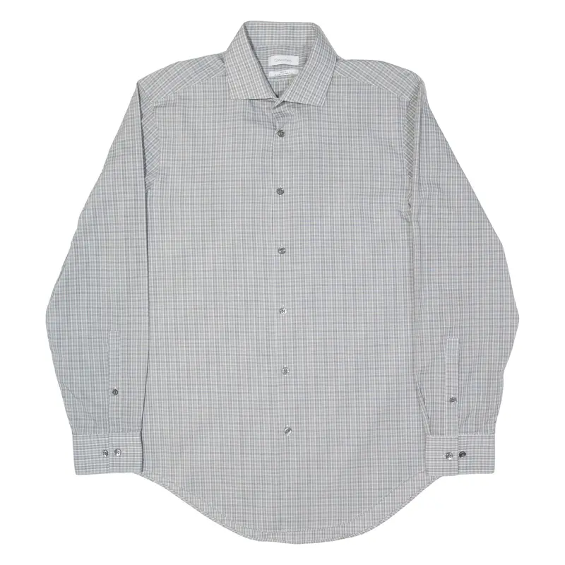 Calvin Klein Slim Fit Mens Shirt Black Check Long Sleeve M 1