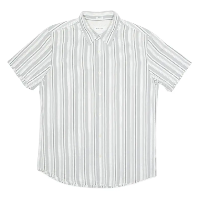 Calvin Klein Slim Fit Mens Shirt Grey Striped M 1