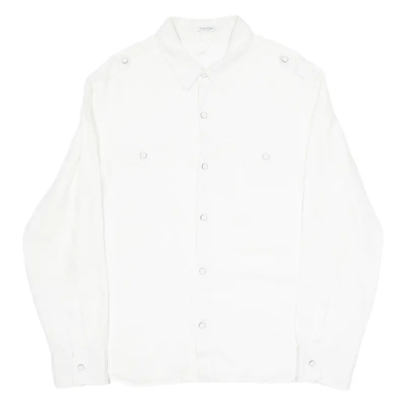 Calvin Klein Swimwear Mens Plain Shirt White Long Sleeve L 1