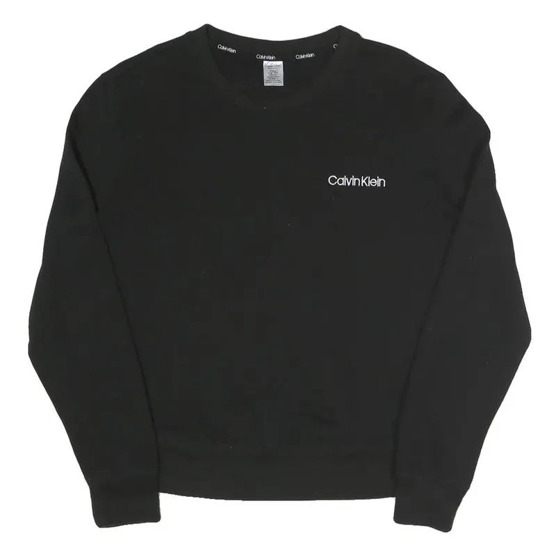 Calvin Klein Womens Black Crew Neck Sweatshirt Pullover S Cotton Blend Jersey 1