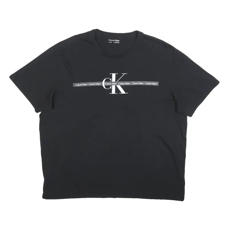 Calvin Klein Womens Black Graphic T-Shirt Xl Short Sleeve Crew Neck Logo Print 1