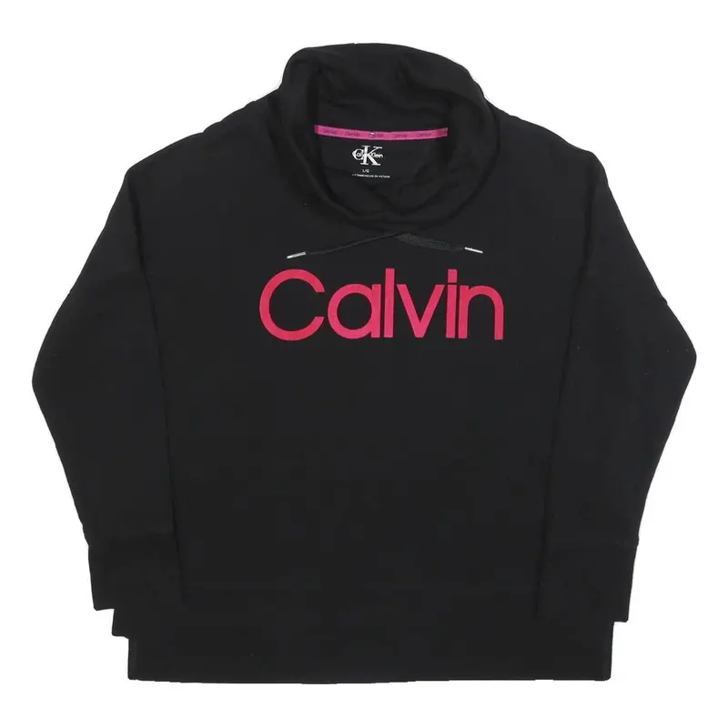 Calvin Klein Womens Black Hoodie L Cotton Blend Casual Pullover 1
