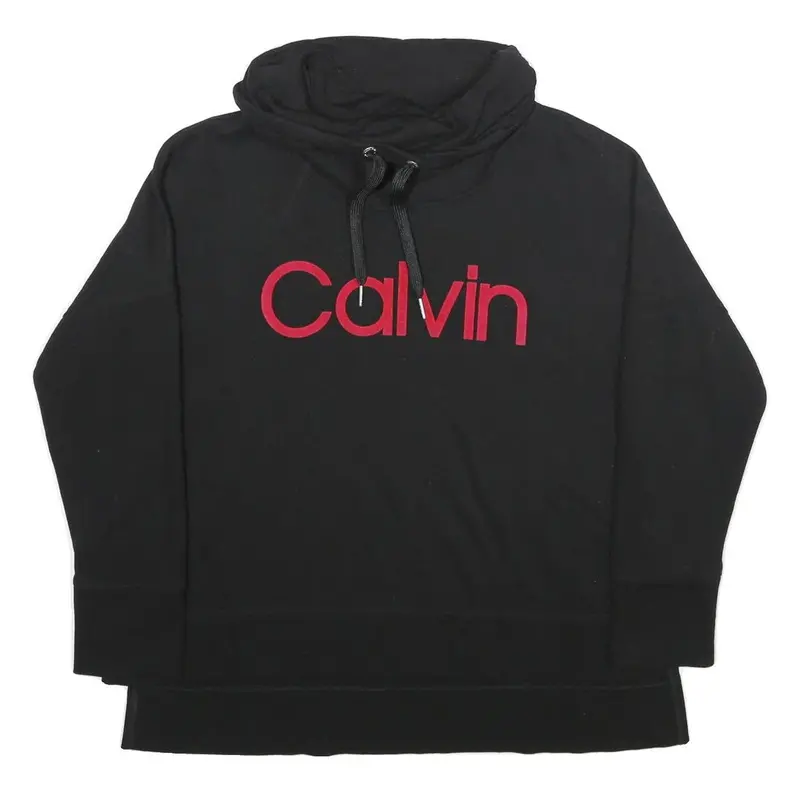Calvin Klein Womens Black Sweatshirt Xl High Neck Pullover Cotton Blend Casual 1
