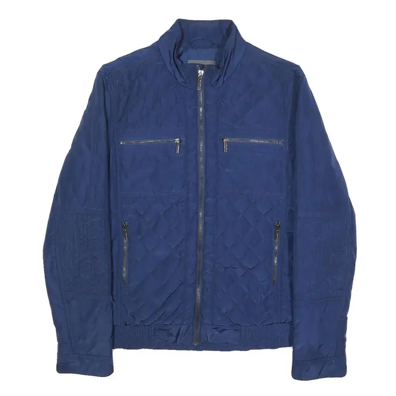 Calvin Klein Womens Blue Quilted Synthetic Jacket S Zip Front Casual Outerwear 1