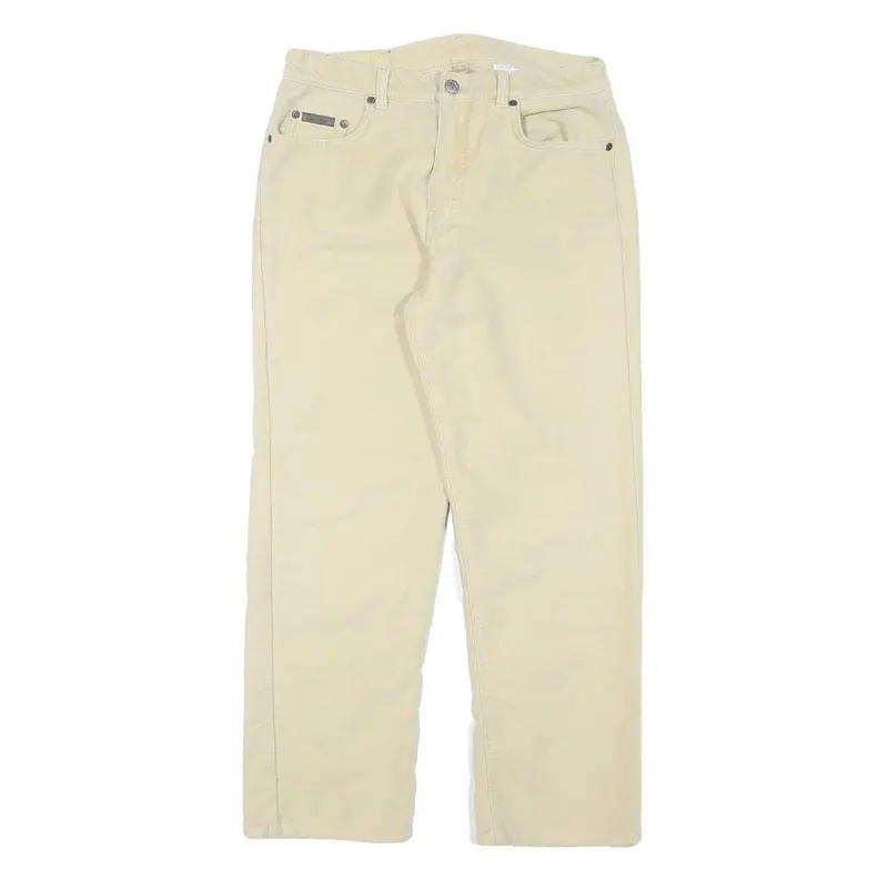 Calvin Klein Womens Cotton Blend Beige Regular Fit Straight Leg Trousers W28 L26 1