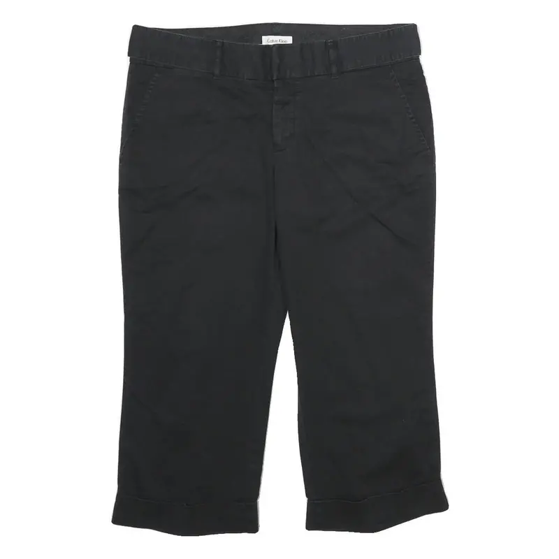 Calvin Klein Womens Cotton Blend Black Regular Fit Cropped Trousers W34 L22 1