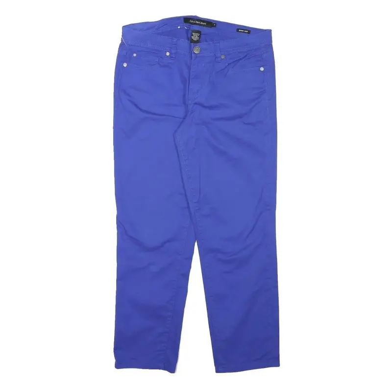Calvin Klein Womens Cotton Blend Blue Slim Slim Leg Trousers W30 L26 Casual 1