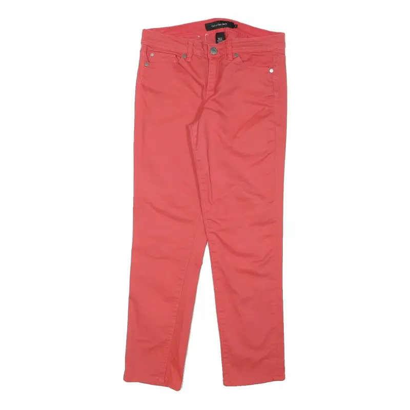Calvin Klein Womens Cotton Blend Coral Slim Straight Trousers W26 L27 Stylish 1