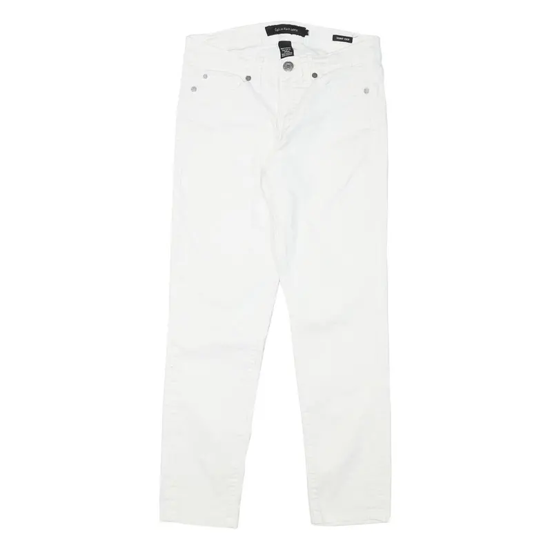 Calvin Klein Womens Cotton Blend White Slim Skinny Trousers W27 L25 1